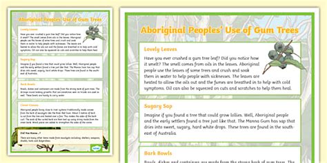 Aboriginal Peoples' Use of Gum Trees Display Poster