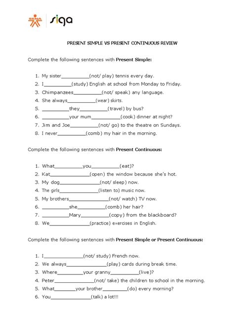 Image result for Present Simple vs Present Continuous Exercise