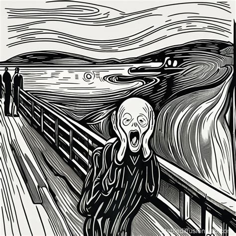 Simplified 'The Scream' Grid Art | Stable Diffusion Online