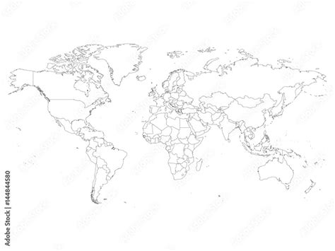 World Map Simple with Borders 的图像结果