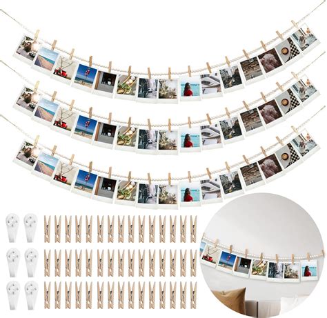 Amazon.com: Hanging Photo Display Wall Decor with 45 Wood Clips, YuanDe ...