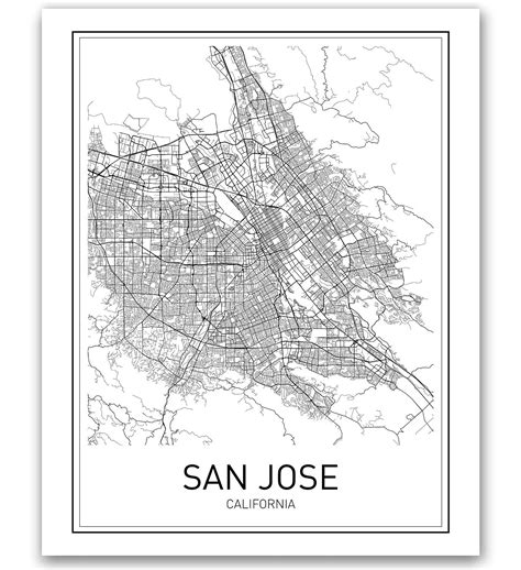 Buy San Jose Poster City Map Posters San Jose Map California Print ...