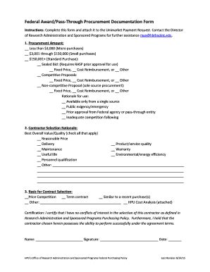 Fillable Online highpoint Federal Award/Pass-Through Procurement ...
