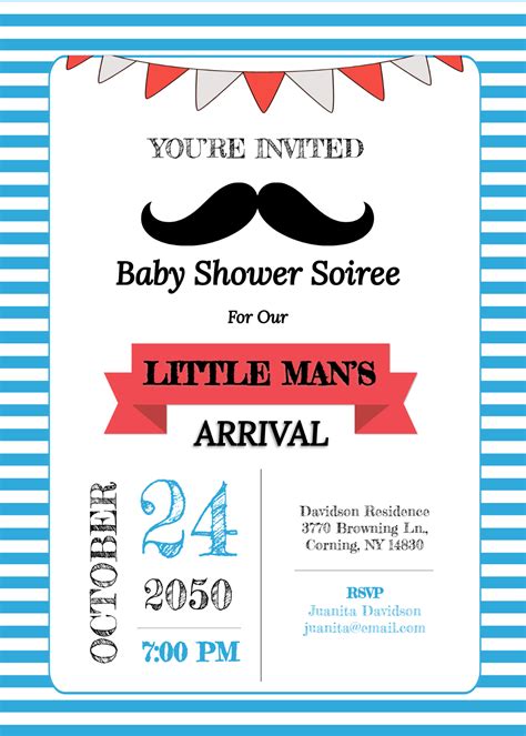 Free Boy Baby Shower Invitation Templates, Editable and Printable