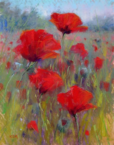 Painting My World: Field of Red Poppies 11x14 pastel | Poppy painting ...