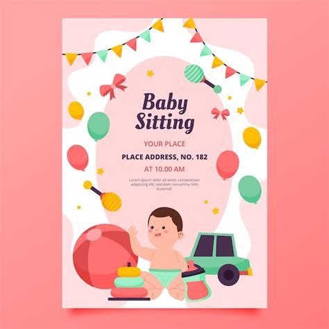 Handgezeichneter Babysitter-Flyer im flachen Design | Kostenlose Vektor