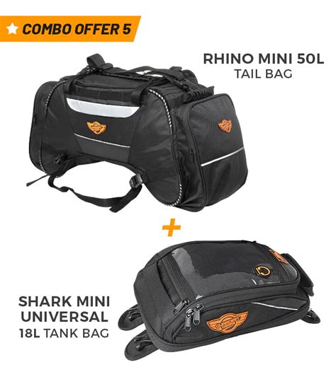 Combo 5 Rhino Mini 50L Tail Bag + Shark Mini Universal 18L Tank Bag ...