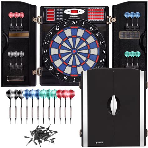 Snapklik.com : WINMAX Electronic Dart Board Cabinet Set, Soft Tip Darts ...