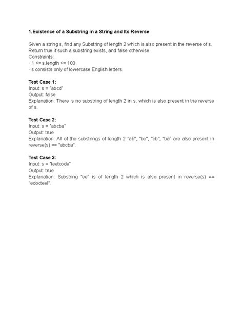 SET 1 - kjl - 1 of a Substring in a String and Its Reverse Given a ...