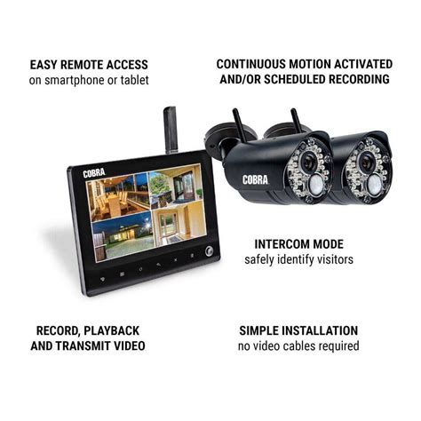 Cobra 4 Channel Wireless Surveillance System with 2 Cameras - Home ...