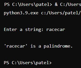Image result for Enter a String and Check Is It a Palindrome or Not Python