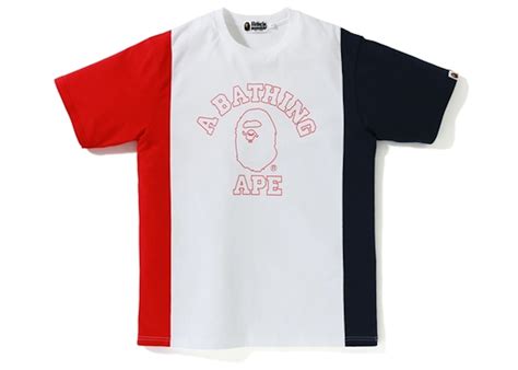 BAPE COLLEGE MIX COLOR TEE WHITE MEN'S