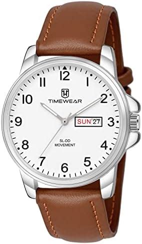 TIMEWEAR Analog New Track Number Dial Day Date Functioning Brown ...