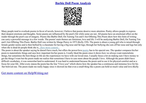 Barbie Doll Poem Analysis | PDF