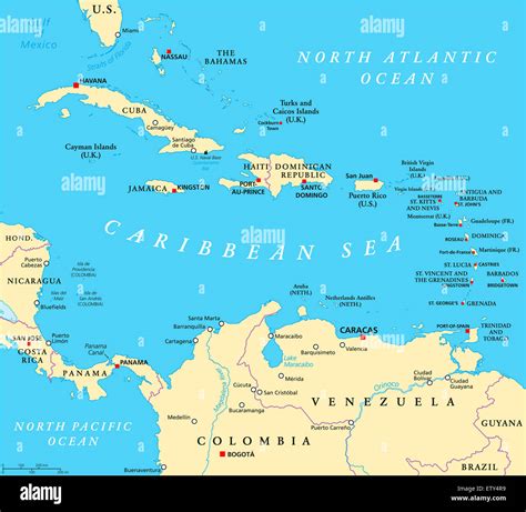 World Map Caribbean Sea