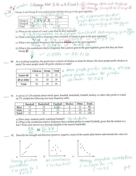 8 Photos Two Way Frequency Tables Practice And Problem Solving A B ...