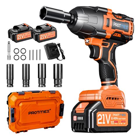 Protmex 1200N.m Cordless Impact Wrench, 1/2" Brushless Impact Gun, 21V High Torque Power Impact ...
