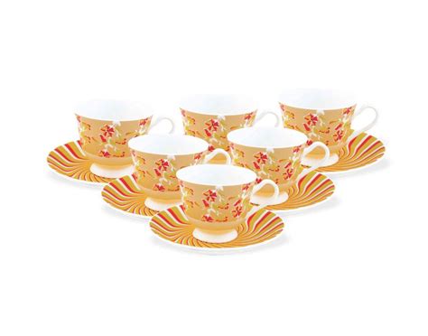 Jcpl Bone China Georgian 250 Cup and Saucer Set, 12-Pieces, Multicolor ...