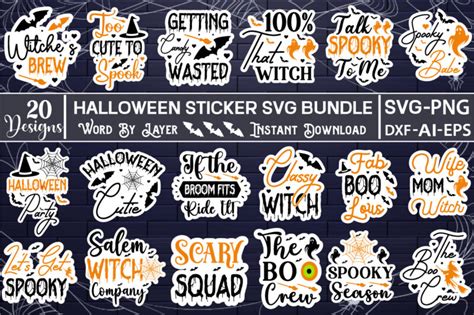 Halloween Sticker Svg Bundle Halloween Sticker, Cute Halloween SVG ...