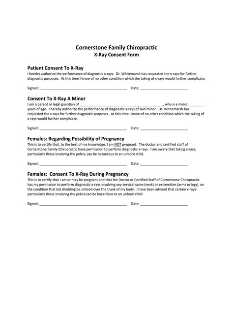Cornerstone Family Home X-Ray Consent Form - Blank Fillable Template ...