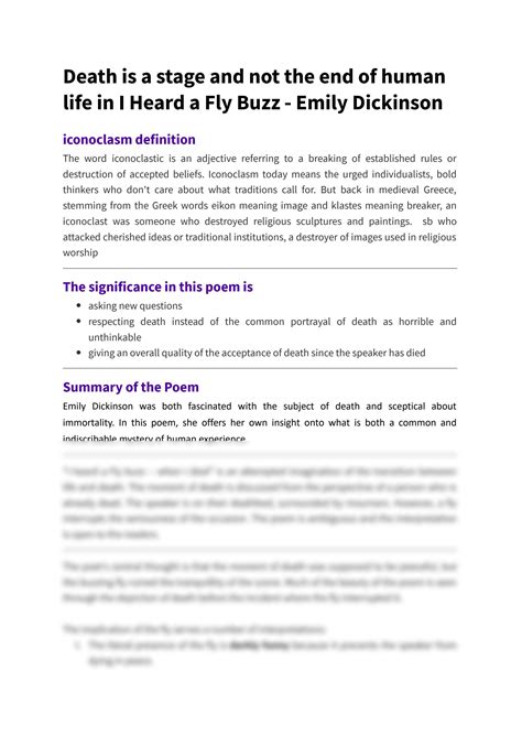 SOLUTION: Death is a stage and not the end of human life in the poem "I ...