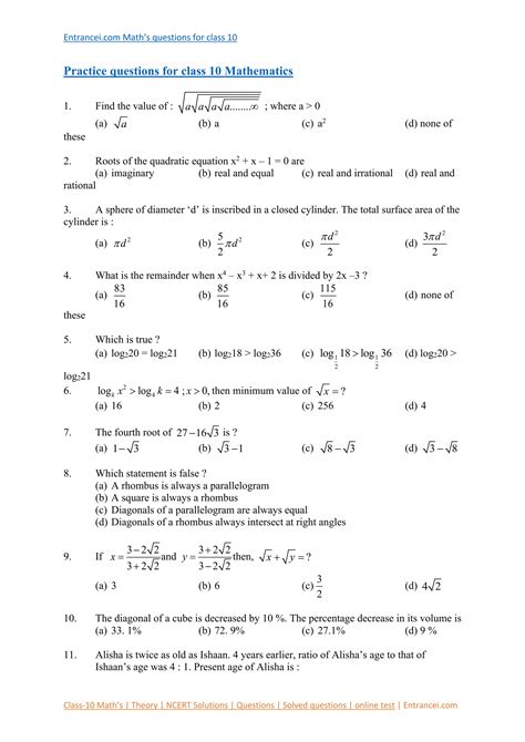 Image result for 10 Class Maths Example Problems