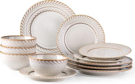 Amazon.com | GBHOME Ceramic Dinnerware Sets, 24Piece Embossed Elegant ...