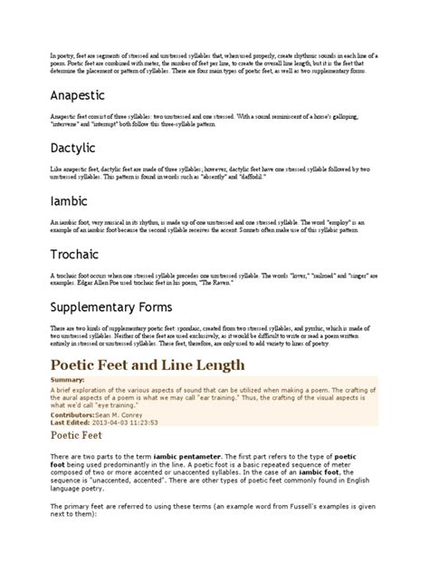 Rhythm and Meter in English Poetry: An Exploration of Poetic Feet and ...