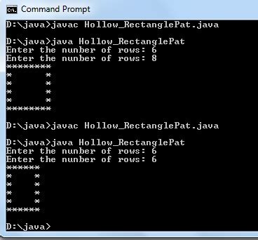Image result for Hollow Square Star Pattern Example Java