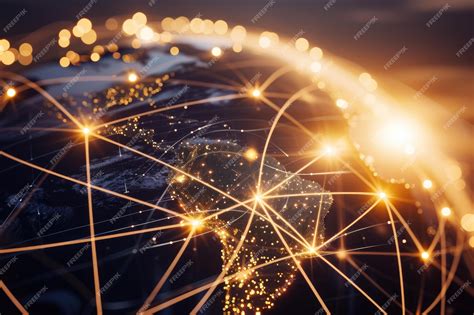 Big Data Universe Golden Nodes on a Global Scale | Premium AI-generated ...