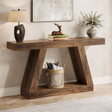 Tribesigns Farmhouse Console Table, 55-Inch Rustic Sofa Table with ...