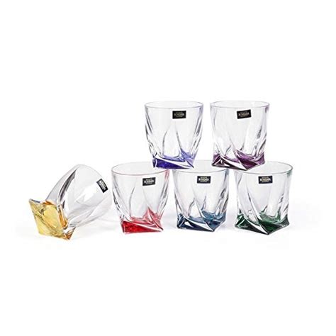 Crystalex Bohemia Quadro Rainbow Colored Tumblers, 11 Oz Bohemian ...
