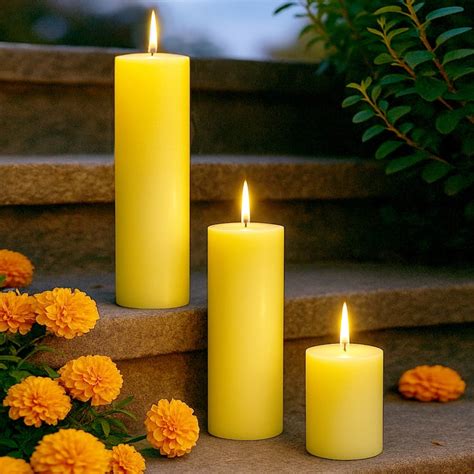 Buy HOMESAKE Set of 3 Unscented Pillar Candles from Homesake at just ...