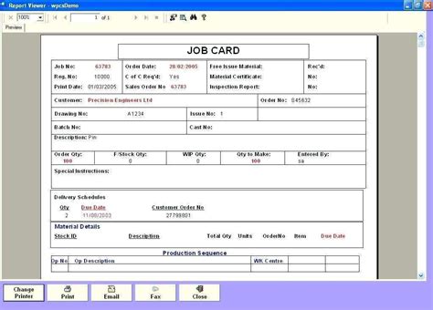 Image result for Job Card Process Examples