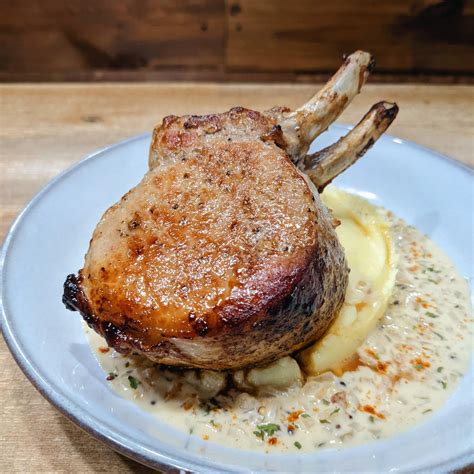 Double Bone-in Pork Chop served with Mustard Sauce and Paris Mash. : r ...