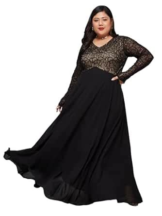 Buy Miss Chase A+ Women's V-Neck Full Sleeve Maxi Dress (APSS25D93-67 ...