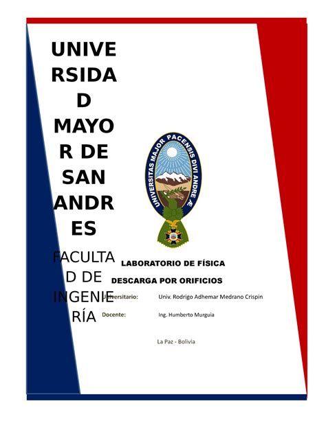 Informe Descarga POR Orificios - LABORATORIO DE FÍSICA DESCARGA POR ...