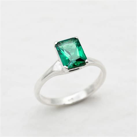 Rechteckiger Smaragdring, Mai Birthstone, erstellt Smaragdring, Smaragd ...