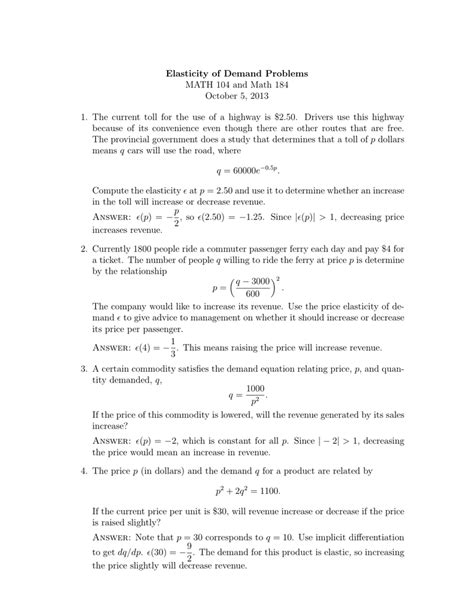 Image result for Elasticity of Demand Example Problems