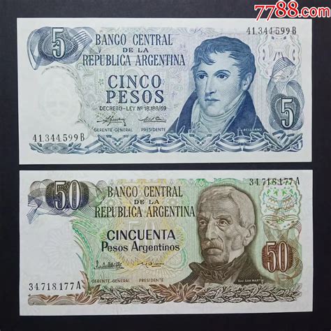 阿根廷钱币（5、50比索）纸币2张-价格:16元-se97589431-外国钱币-零售-7788收藏__收藏热线