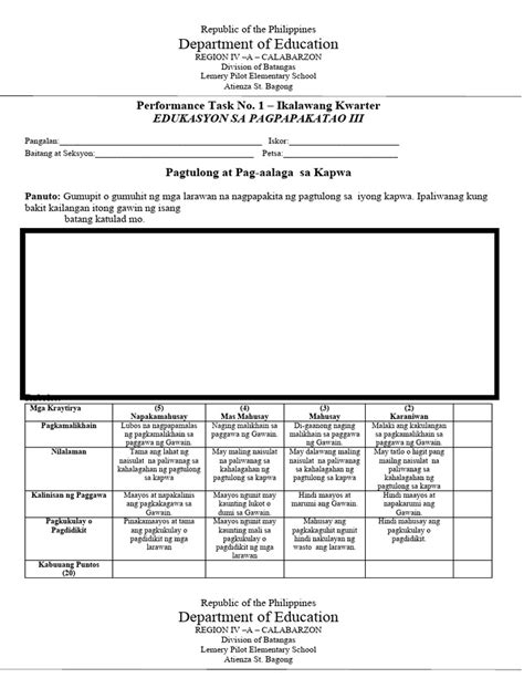 Image result for Performance Task Sample ESP 9 Quarter 1