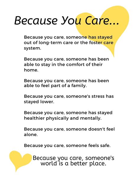 Because You Care - Caregiver Appreciation - Downloadable, Printable ...