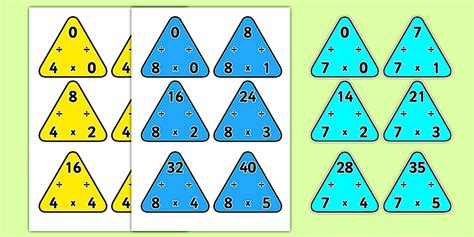 Multiplication Triangles 4, 7 and 8 Times Tables - Twinkl