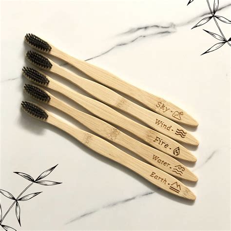 100% Biodegradable Bamboo Toothbrush with Soft Charcoal-activated Bris ...