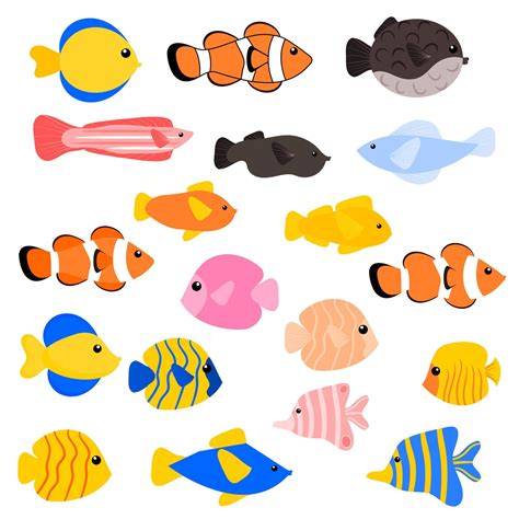 Various types of fish collection. Fish clipart set. 10657932 Vector Art at Vecteezy