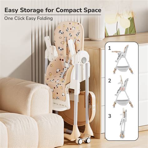 Marshmallow Baby High Chair 7 Level Height Adjustment, 3 Recline Modes