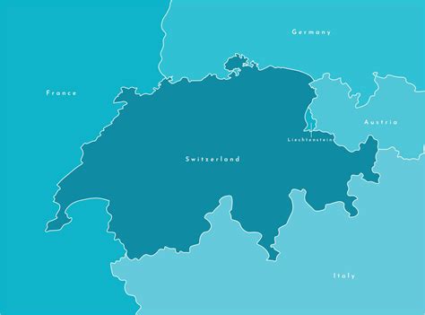 modern illustration. Simplified map of Switzerland and borders with neighboring countries France ...