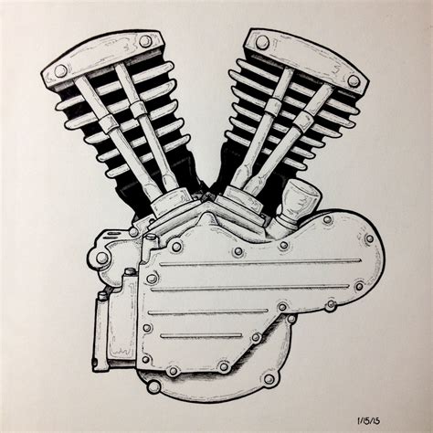 Motorcycle Engine Sketch : drawing