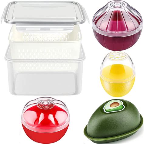 Amazon.com: 5 Pack Fruit Vegetable Storage Containers for Fridge, Berry ...