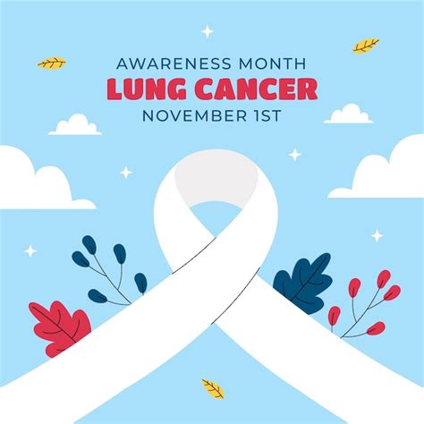 Flat illustration for lung cancer awareness month with ribbon | Free Vector